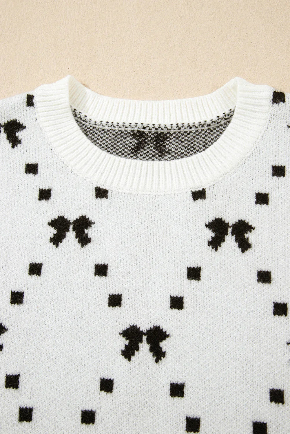 White Bow Pattern Buttoned Side Cropped Sweater Vest - Which Mark