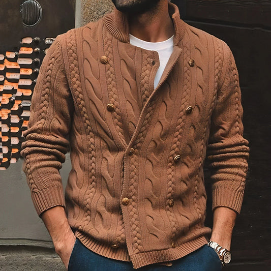 Long Sleeve Double Breasted Cardigan Sweater Coat Men - Which Mark