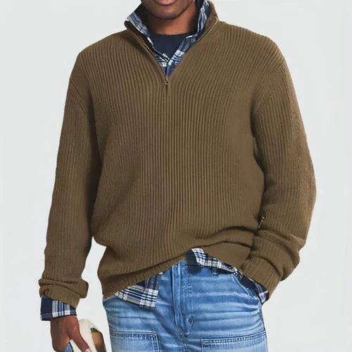 Men's Business Casual Loose Zip Stand Collar Sweater - Which Mark