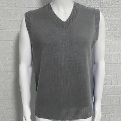 Knitwear Street Slim Fit V-neck Sleeveless Vest Sweater Men - Which Mark