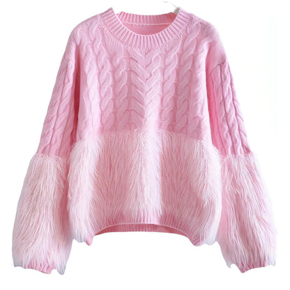 Cable-knit Sweater Women's Design Sense Loose - Which Mark