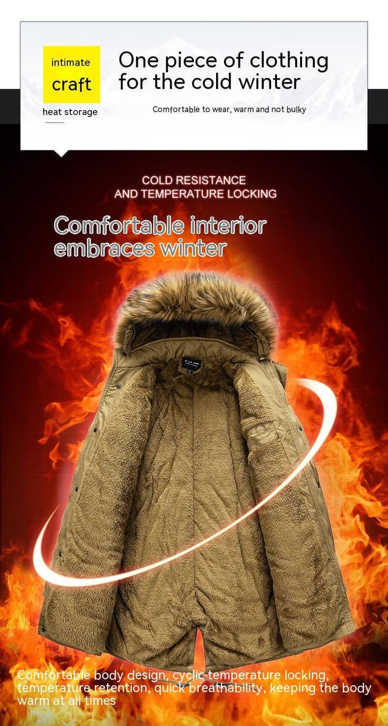 Zipper Solid Color Regular Brown Extra Thick Men 's Jacket - Which Mark