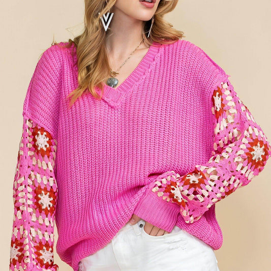 Women's Casual All-match Crocheted Knitted Top - FLORAL SWEATER - Which Mark