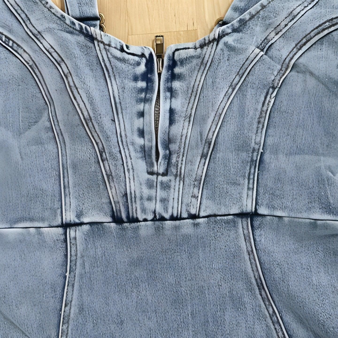 New U-neck Suspender Denim Dress Summer Casual Tight Slim Fit Dresses - Which Mark