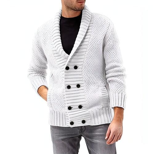 Fashion Simple Solid Color Men's Comfortable Long Sleeve Lapel Sweater - Which Mark