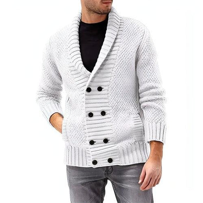 Fashion Simple Solid Color Men's Comfortable Long Sleeve Lapel Sweater - Which Mark