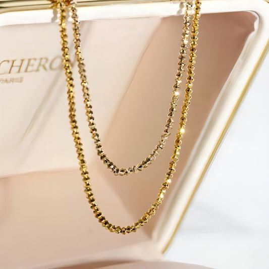 Elegant 18K Gold Bungee Wave Bead Necklace - Which Mark