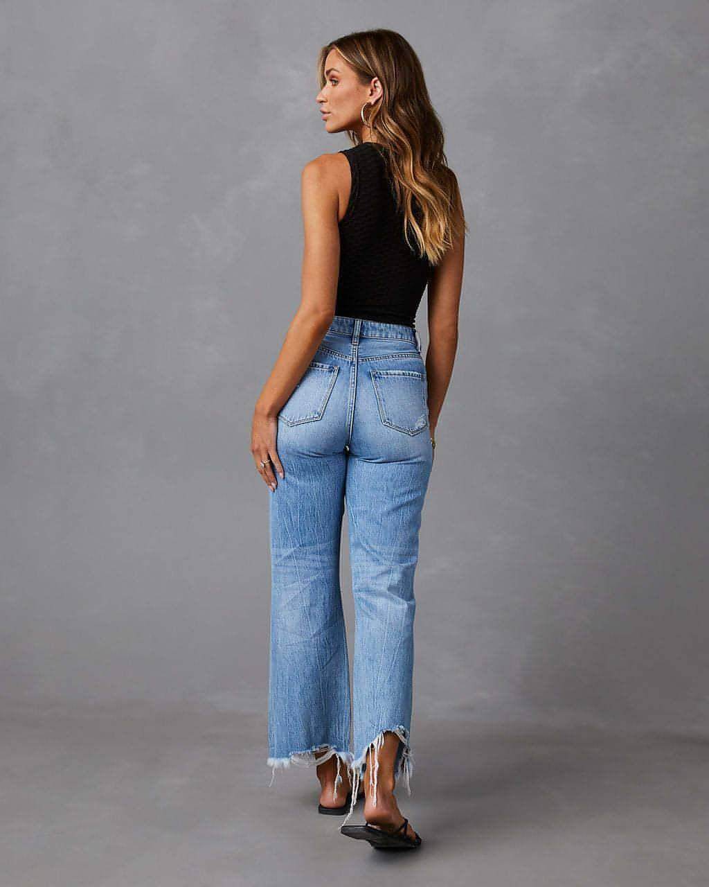 SkyFade™ – Ripped Wide-Leg High Waist Jeans - Which Mark