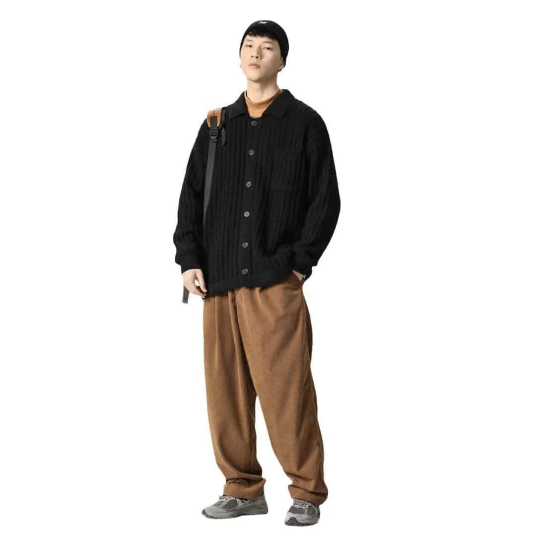 Loose Oversized Solid Color Knit Sweater Men - Which Mark