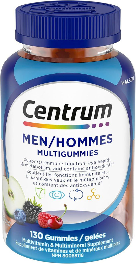 Centrum Men MultiGummies, Multivitamins/Minerals Gummies, Cherry, Berry, and Apple Flavours, 130 Count (Packaging May Vary) - Which Mark