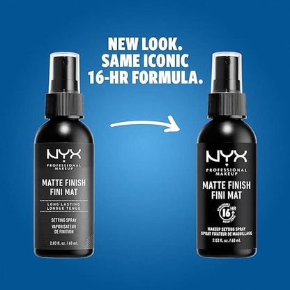 NYX Professional Makeup Matte Finish Setting Spray, Infused with NIACINAMIDE, Long Lasting 16h Wear, Sheer and Smooth Mattifying Spray, Combat Shine for a Poreless Complexion, Vegan Formula, 60mL - Which Mark
