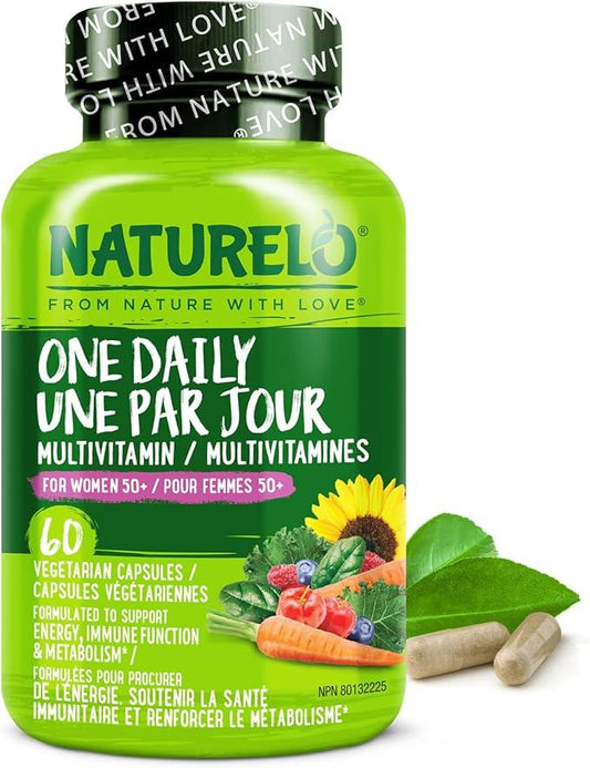 NATURELO One Daily Multivitamin for Women 50+ (Iron Free) - Menopause Support for Women Over 50 - Whole Food Supplement - Non-GMO - No Soy - 60 Capsules - 2 Month Supply - Which Mark
