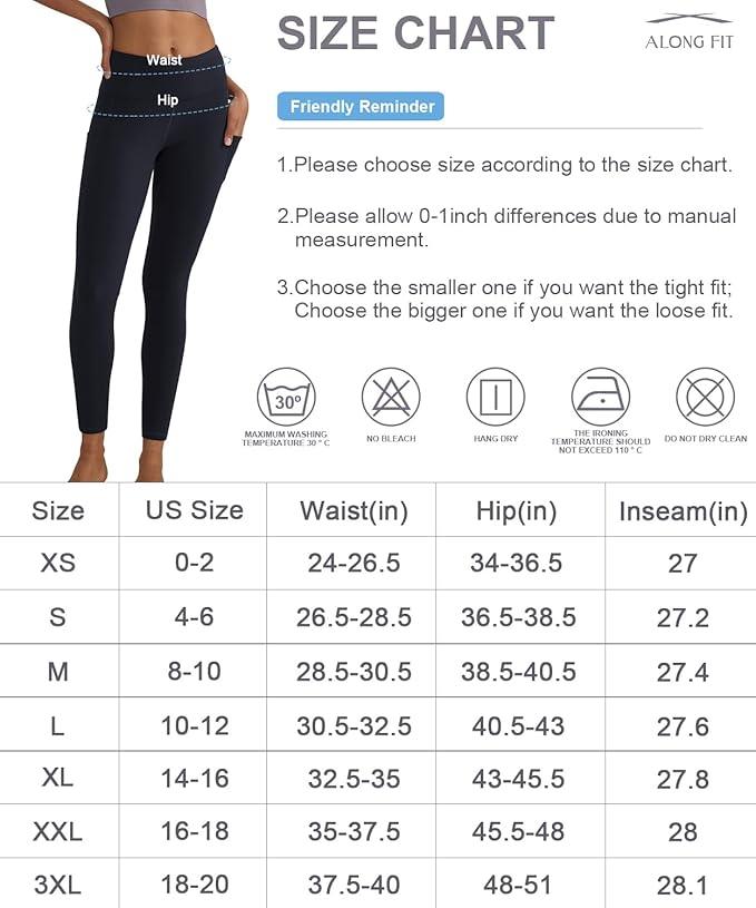 ALONG FIT Leggings for Women with 3 Pockets Buttery Soft High Waisted Yoga Pants Non-See-Through Full-Length Tights - Which Mark