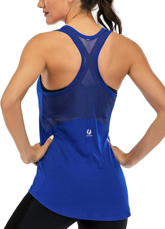 Fihapyli ICTIVE Workout Tank Tops for Women Sleeveless Yoga Tops for Women Mesh Racerback Tank Tops Muscle Tank - Which Mark