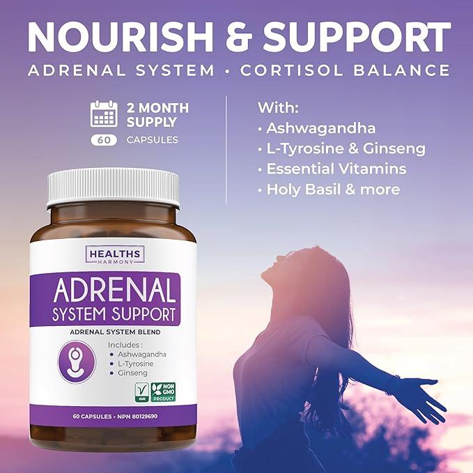 Adrenal System Support & Cortisol Manager (2 Month Supply) - Ashwagandha, Tyrosine & Ginseng for Cortisol Balance, Stress Resistance & Increased Energy Support - Adrenal Support Supplements - 60 Ct - Which Mark