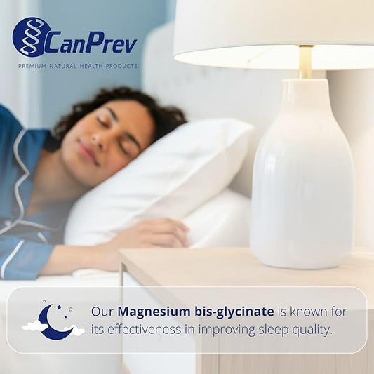 CanPrev Pure Magnesium Bisglycinate 200mg, Gentle, 240 V-Caps - Easily Absorbed, Gentle on the Stomach - Magnesium Bis-glycinate Supplement - Elemental Chelated Complex for Relaxation & Muscle Comfort - Which Mark