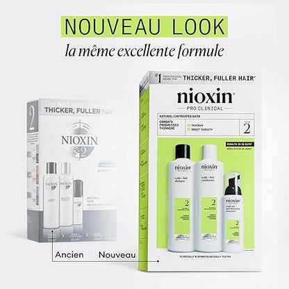 Nioxin Scalp + Hair Thickening System Kits | For Natural, Colored, & Damaged Hair with Light to Progressed Thinning | Strengthen & Boost Hair Density with Niacinamide & Biotin | Trial Size | 1 Month Supply - Which Mark