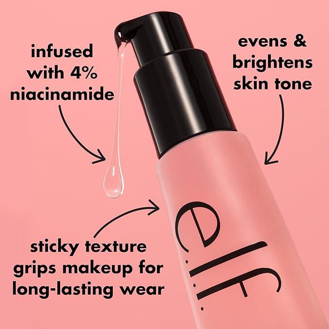 e.l.f. Power Grip Primer + 4% Niacinamide, Gel-Based & Hydrating Face Primer, Evens Skin & Brightens, Grips Makeup, Vegan & Cruelty-Free, 0.811 Fl Oz , Pink - Which Mark