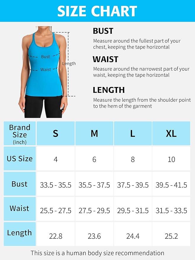 ATTRACO Ribbed Workout Tank Tops for Women with Built in Bra Tight Racerback Scoop Neck Athletic Top - Which Mark