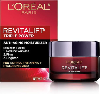 L'Oréal Paris Day Cream, Reduces Look of Wrinkles & Firms Skin, with Pro-Retinol, Vitamin C & Hyaluronic Acid, Revitalift Triple Power LZR, 50ml - Which Mark