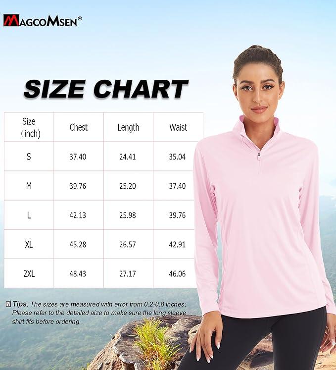 MAGCOMSEN Rash Guard Women Quick Dry Long Sleeve Workout UV Protection T-Shirt 1/4 Zip Up Hiking Athletic Tees Tops - Which Mark