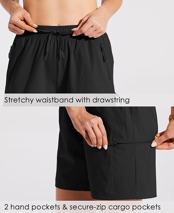 Willit Women's Shorts Hiking Cargo Quick Dry Golf Active Athletic Shorts Lightweight Summer Shorts with Pockets - Which Mark