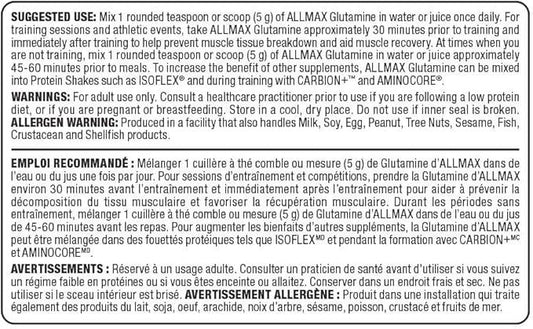 ALLMAX Nutrition - Glutamine Powder - 100% Pharmaceutical Grade - 1000 Gram, 1000-Gram - Which Mark