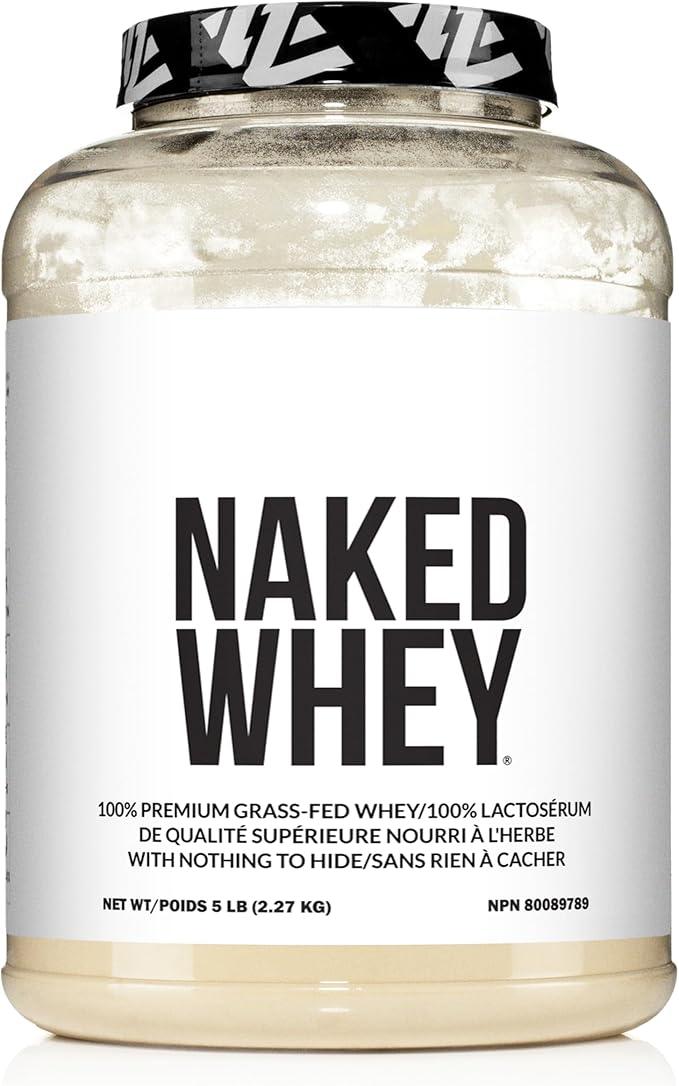 NAKED WHEY 5LB 100% Grass Fed Whey Protein Powder - 1 Undenatured, Bulk, Unflavored - GMO, Soy, and Gluten Free - No Preservatives - Stimulate Muscle Growth - Enhance Recovery - 76 Servings - Which Mark