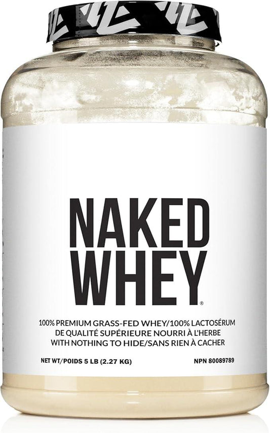 NAKED WHEY 5LB 100% Grass Fed Whey Protein Powder - 1 Undenatured, Bulk, Unflavored - GMO, Soy, and Gluten Free - No Preservatives - Stimulate Muscle Growth - Enhance Recovery - 76 Servings - Which Mark