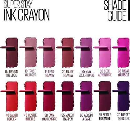 Maybelline Super Stay Ink Crayon Lipstick, Precision Tip Matte Lip Crayon with Built-in Sharpener, Longwear Up To 8Hrs, Achieve it All, 1.2g - Which Mark