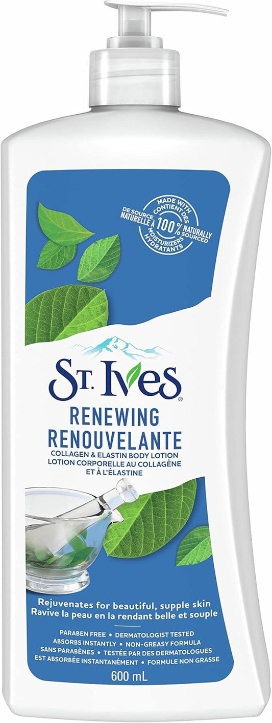 St. Ives Renewing Body Lotion dry skin moisturizer for beautiful, supple skin Collagen Elastin made with 100% naturally sourced moisturizers 600 mL - Which Mark