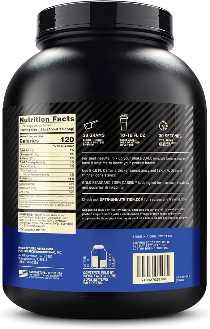OPTIMUM NUTRITION GOLD STANDARD 100% Micellar Casein Protein Powder, Slow Digesting, Helps Keep You Full, Overnight Muscle Recovery, Creamy Vanilla, 1.81 kg, 4lb - Which Mark