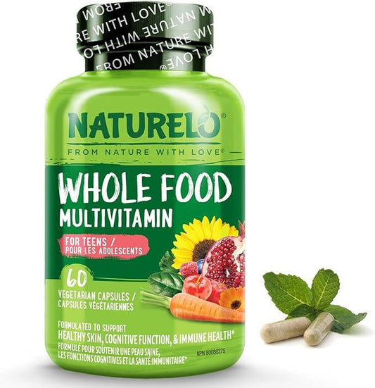 NATURELO Whole Food Multivitamin for Teens - Natural Vitamins/Minerals for Teenage Boys & Girls - Supplement for Active Kids - with Organic Extracts - Non-GMO - Vegan/Vegetarian - 60 Capsules - Which Mark