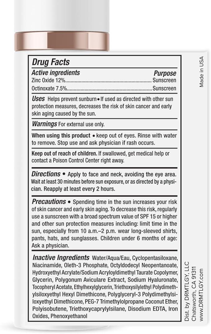 DRMTLGY Anti-Aging Tinted Moisturizer SPF 46 – Sheer Face Sunscreen & Lightweight Makeup with Broad Spectrum UV Protection – Hydrating Skin Care & Face Moisturizer – FSA HSA Eligible (1.7 oz) - Which Mark