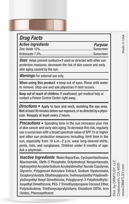 DRMTLGY Anti-Aging Tinted Moisturizer SPF 46 – Sheer Face Sunscreen & Lightweight Makeup with Broad Spectrum UV Protection – Hydrating Skin Care & Face Moisturizer – FSA HSA Eligible (1.7 oz) - Which Mark