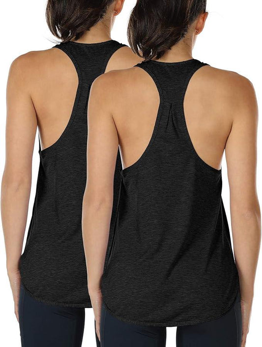 icyzone Workout Tank Tops for Women - Athletic Yoga Tops, Racerback Running Tank Top - Which Mark
