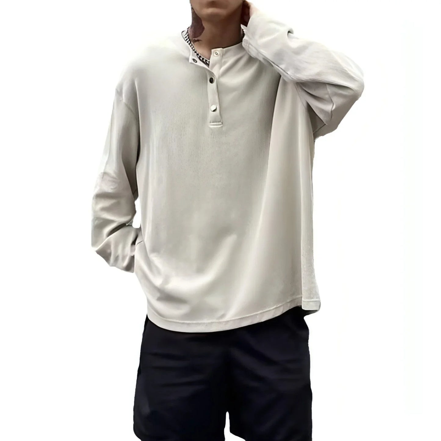 Loose Casual Retro Button Top T-Shirt - Which Mark