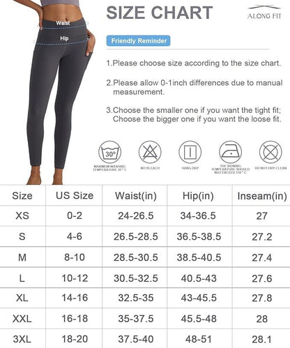 ALONG FIT High Waisted Tummy Control Leggings for Women Yoga Pants with Pockets Workout Squat Proof Tights - Which Mark