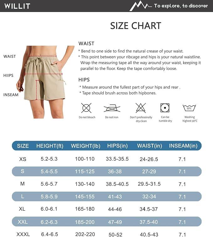 Willit Women's Shorts Hiking Cargo Quick Dry Golf Active Athletic Shorts Lightweight Summer Shorts with Pockets - Which Mark