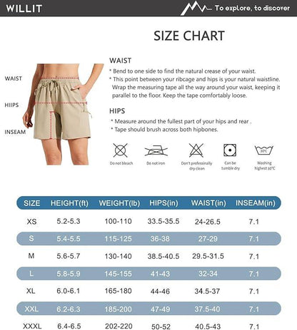 Willit Women's Shorts Hiking Cargo Quick Dry Golf Active Athletic Shorts Lightweight Summer Shorts with Pockets - Which Mark