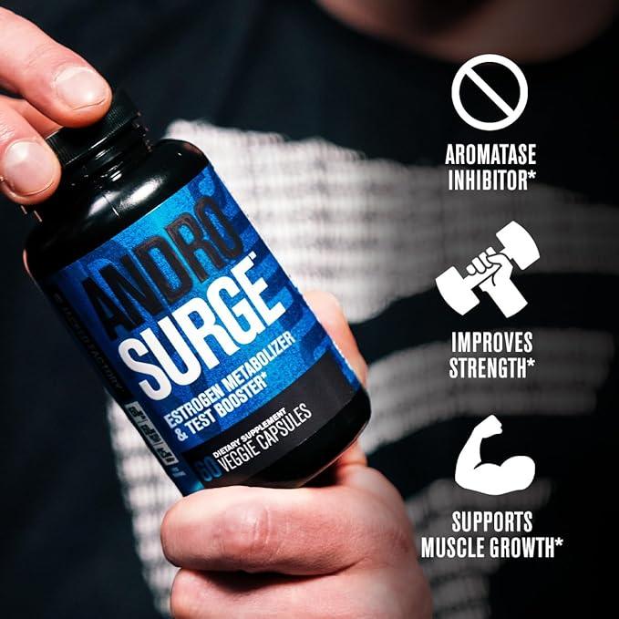Androsurge Estrogen Blocker & Testosterone Booster for Men - Muscle Builder & Aromatase Inhibitor Supplement - w/Tongkat Ali, Rhodiola, DIM, Vitamin D, & Zinc - 60 Natural Capsules - Which Mark