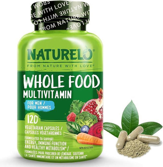 NATURELO Mens Multivitamins - Whole Food Multivitamin for Men with Vitamins, Minerals - 120 Vegetarian Capsules for Energy, Brain, Heart, Eye Health* - Which Mark
