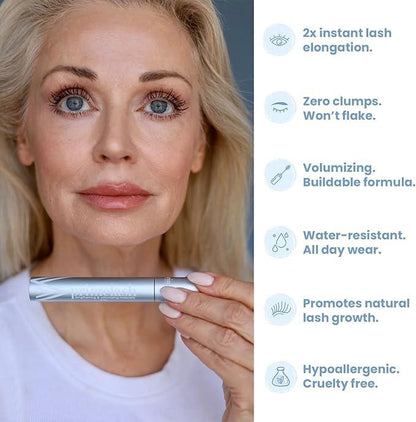 Prime Prometics PrimeLash Mascara for Women over 50 – Volumizing, Incredible Length in 2 Coats – Long-Stay, Zero Clumps, Hypoallergenic (Black) - Which Mark