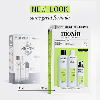 Nioxin Scalp + Hair Thickening System Kits | For Natural, Colored, & Damaged Hair with Light to Progressed Thinning | Strengthen & Boost Hair Density with Niacinamide & Biotin | Trial Size | 1 Month Supply - Which Mark
