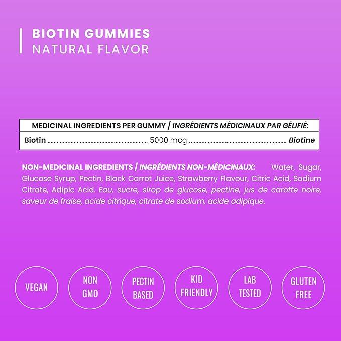 Biotin Gummies 10,000mcg Per Serving | Healthy Hair, Skin & Nails Vitamin Gummies for Women & Men | Chewable Biotin Supplement | Vegan & Non-GMO | 120 Gummies | 5000mcg Per Gummy - Which Mark