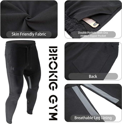 BROKIG Men Stripe Gym Joggers Pants, Causal Tapered Workout Sweatpants Jogging Sweat Track Pants with Zipper Pocket - Which Mark