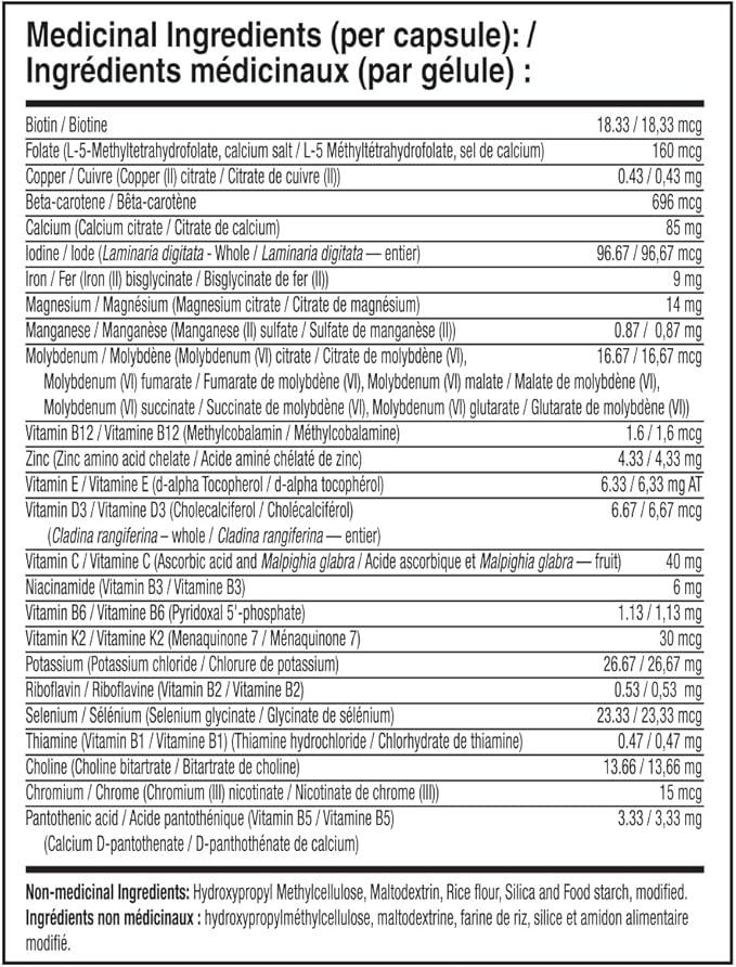 NATURELO Prenatal Multivitamin with Gentle Chelated Iron, Methyl Folate, Plant Calcium & Choline - Vegan, Vegetarian - Non-GMO - Gluten Free - 180 Capsules - 2 Month Supply - Which Mark