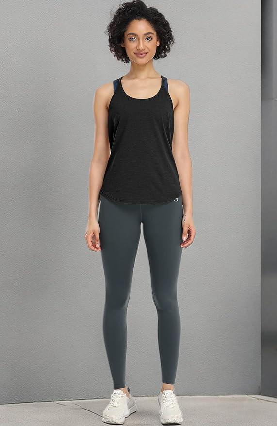 icyzone Workout Tank Tops for Women - Athletic Yoga Tops, T-Back Running Tank Top - Which Mark