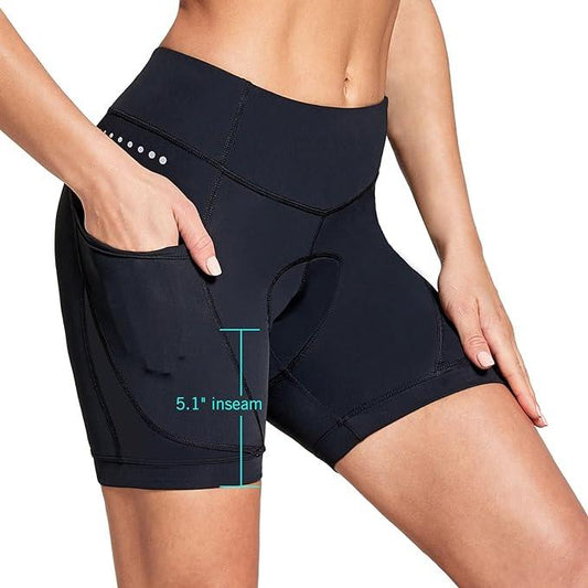 baleaf 5" Bike Shorts Women 4D Padded Pockets Cycling Shorts Mountain Biking Bicycle Spin Gel UPF50+ - Which Mark