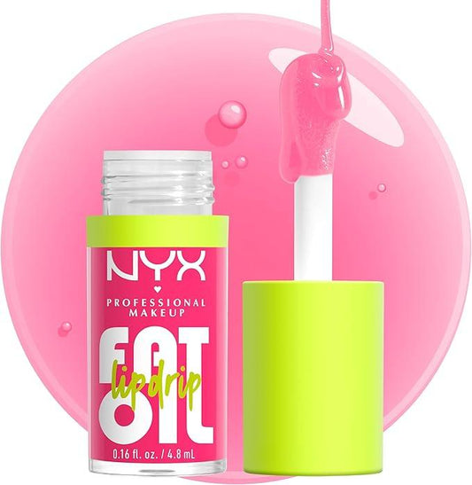 NYX Professional Makeup Lip Gloss, High Shine, Non-Sticky FInish, 12 Hours Hydrating, Fat Applicator, With Squalane, Raspberry and Cloudberry Oils, Fat Oil Lip Drip, Shade: MISSED CALL (Pink) - Which Mark